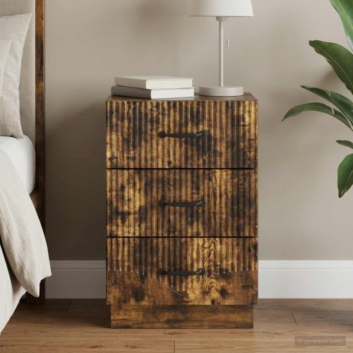 Нощен шкаф Опушен дъб 43 x 41 x 63,5 см Инженерна дървесина