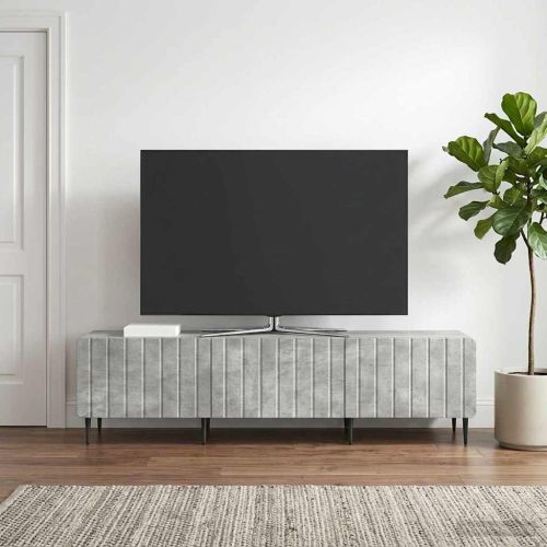 ТВ шкаф Бетонно сиво 147 x 34,5 x 32 см Инженерна дървесина