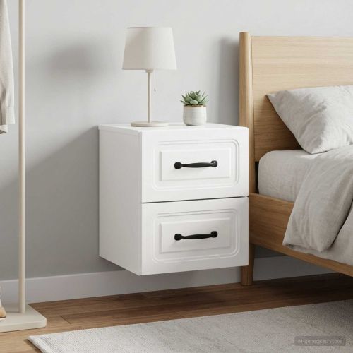 Спален шкаф с монтаж на стена 2 pcs Бял гланц 34,5 x 33 x 40 см