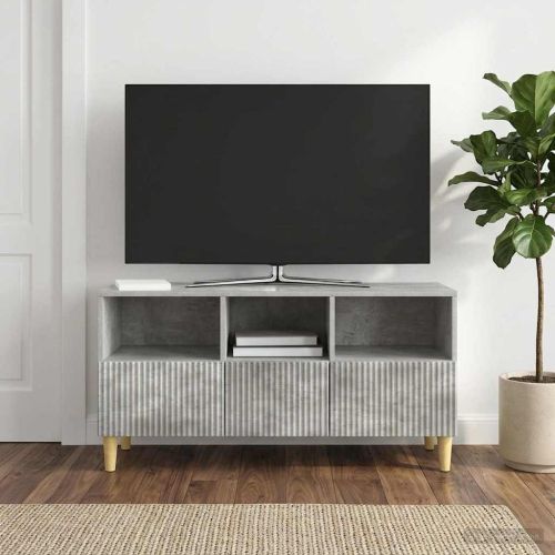 ТВ шкаф Бетонно сиво 102 x 34,5 x 50 см Инженерна дървесина