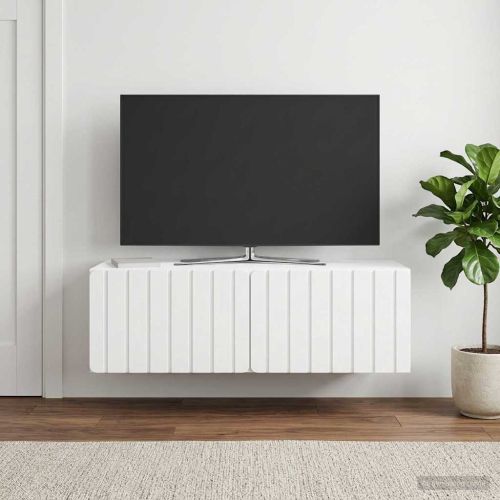 Стенно монтиран ТВ шкаф 98 x 41 x 30 см Бяло