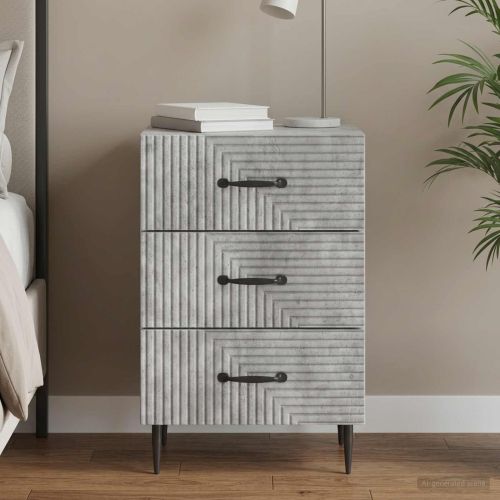 Нощен шкаф Бетонно сиво 43 x 41 x 66,5 см Инженерна дървесина