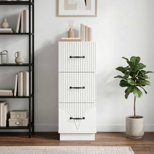 Чекмеджетен шкаф Бял гланц 33 x 34,5 x 87 см