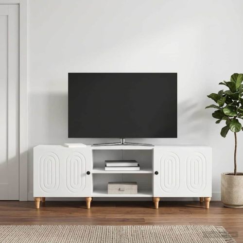 ТВ шкаф Бяло 150 x 31 x 50 см Инженерна дървесина