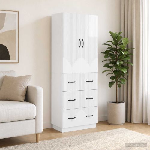 Комплект шкафове 2 pcs Бял гланц 66 x 34,5 x 87 см
