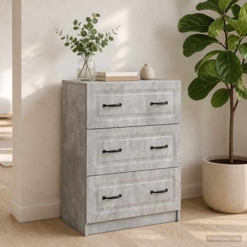 Чекмеджетен шкаф Бетонно сиво 66 x 34,5 x 87 см