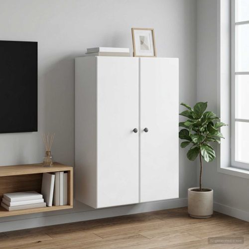 Стенно шкафче Бяло 66 x 34,5 x 90 см Инженерна дървесина