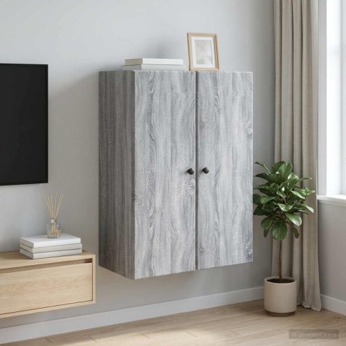 Стенно шкафче Сив Сонома 66 x 34,5 x 90 см Инженерна дървесина