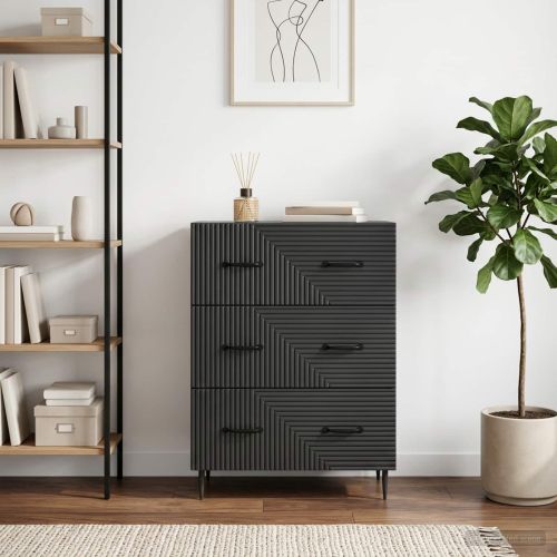 Чекмеджетен шкаф Черно 66 x 34,5 x 89,5 см Инженерна дървесина