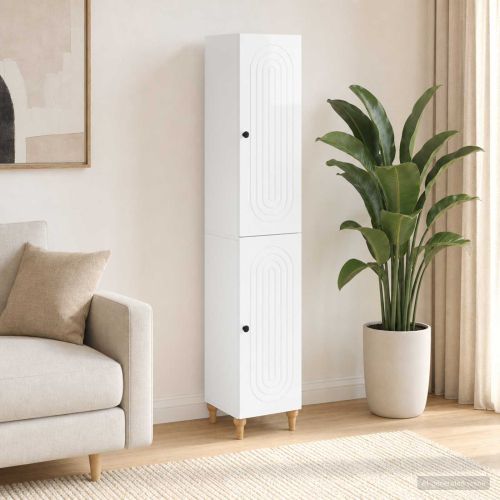 Комплект шкафове 2 pcs Бял гланц Инженерна дървесина