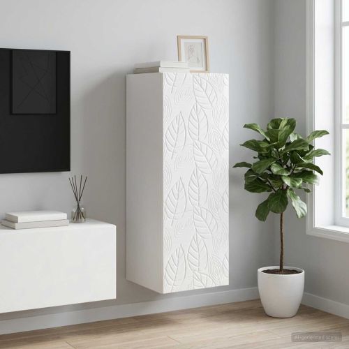 Стенно шкафче Бял гланц 33 x 34,5 x 90 см Инженерна дървесина