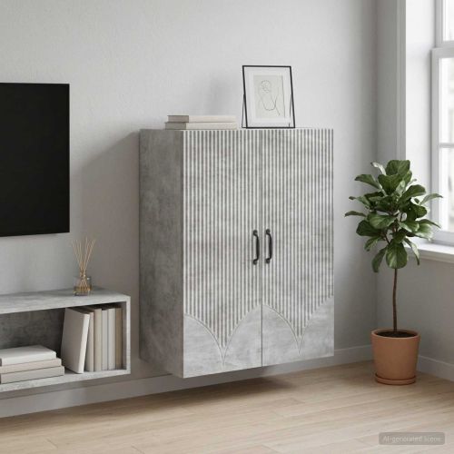 Стенно шкафче Бетонно сиво 66 x 34,5 x 90 см