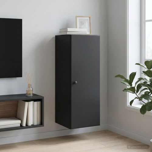 Стенно шкафче Черно 33 x 34,5 x 90 см Инженерна дървесина