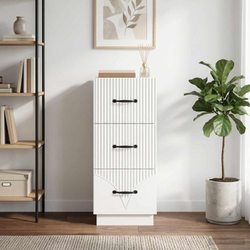 Чекмеджетен шкаф Бяло 33 x 34,5 x 87 см Инженерна дървесина