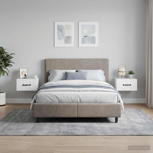 Спален шкаф с монтаж на стена 2 pcs Бял гланц 34,5 x 33 x 20 см