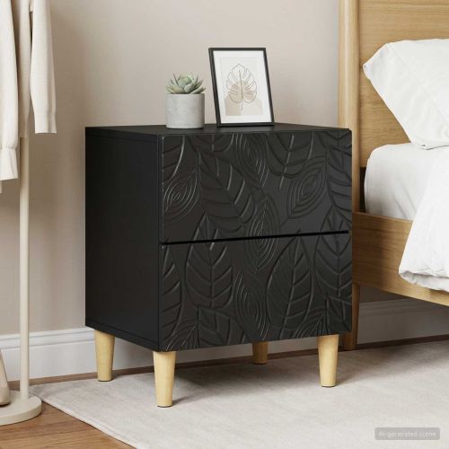 Нощно шкафче 2 pcs Черно 43 x 34,5 x 48 см Инженерна дървесина