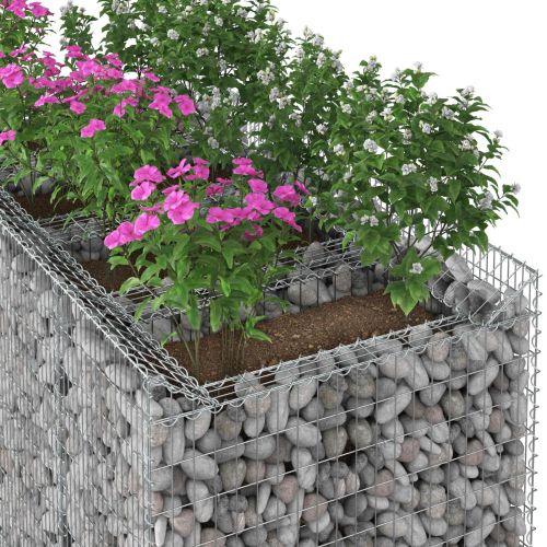 Габиона повдигнато легло 2 бр. 200 x 100 x 100 cm Сребристо