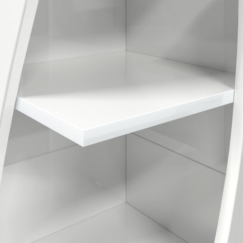 Ъглов шкаф Лъскаво бяло 32x32x140см Инженерно дърво