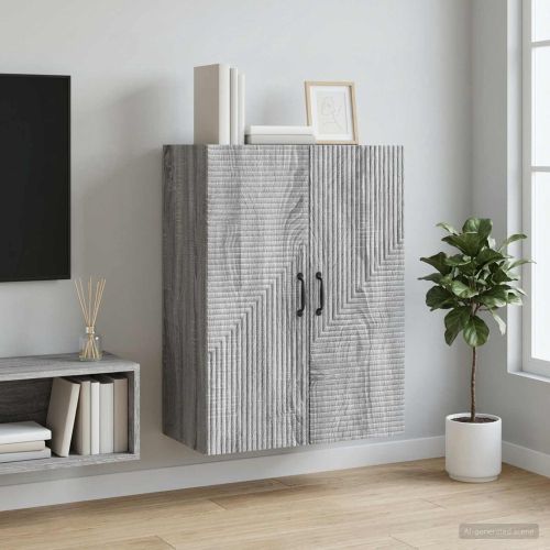 Стенно шкафче Сив Сонома 66 x 34,5 x 90 см Инженерна дървесина