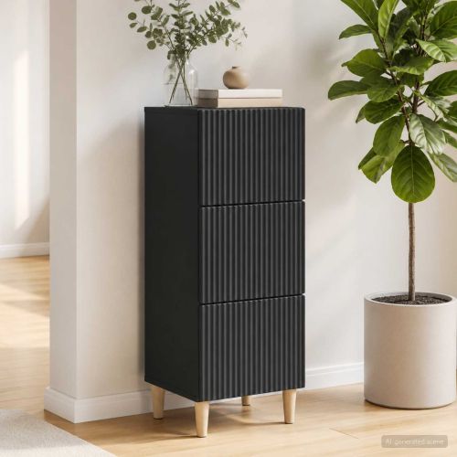 Чекмеджетен шкаф Черно 33 x 34,5 x 90 см Инженерна дървесина