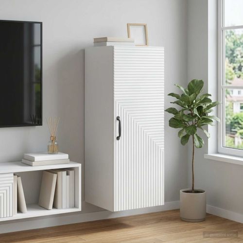 Стенно шкафче Бяло 33 x 34,5 x 90 см Инженерна дървесина