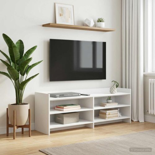 ТВ шкаф 135 x 33 x 47 см Бяло Инженерна дървесина
