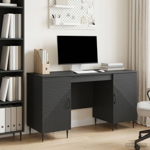 Бюро с рафт Черно 142,5 x 50 x 75 см Инженерна дървесина