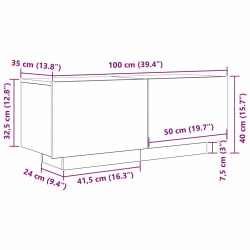 ТВ шкаф Черния дъб 100 x 35 x 40 см Инженерно дърво