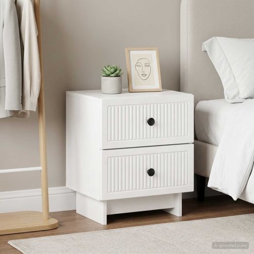 Нощен шкаф с чекмедже 2 pcs Бял гланц 43 x 34,5 x 47,5 см