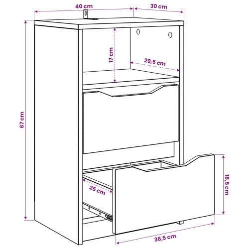 Нощно шкафче Димян дъб 40 x 30 x 467 см Инженерно дърво