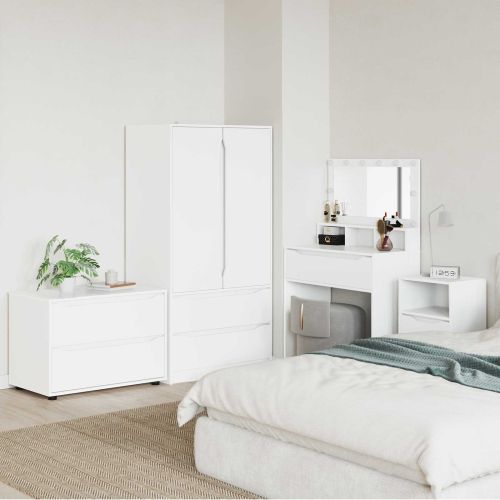 Шкаф за съхранение 80 x 48 x 57 см Инженерна дървесина Бяло