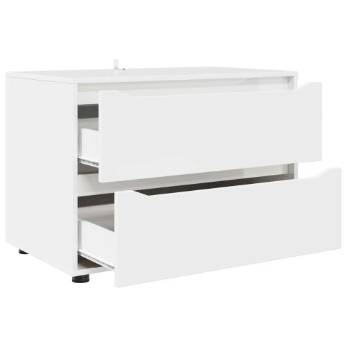 Шкаф за съхранение 80 x 48 x 57 см Инженерна дървесина Бяло