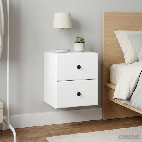 Спален шкаф с монтаж на стена 2 pcs Бяло 34,5 x 33 x 40 см