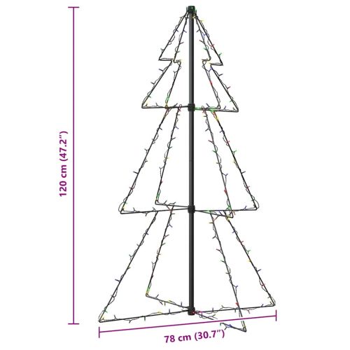 Коледна елха конус, 160 LED, за закрито и открито, 78x120 см