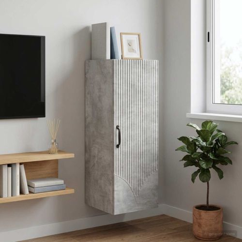 Стенно шкафче Бетонно сиво 33 x 34,5 x 90 см