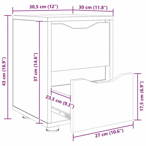 Нощно шкафче Старо дърво 30,5 x 30 x 43 см Инженерно дърво