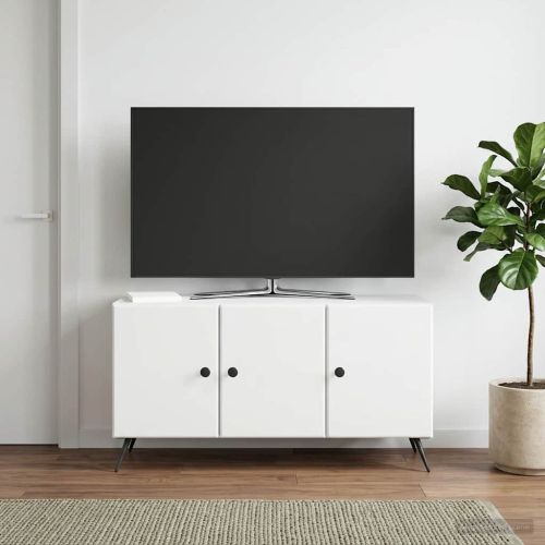 ТВ шкаф Бяло 99 x 34,5 x 50 см Инженерна дървесина