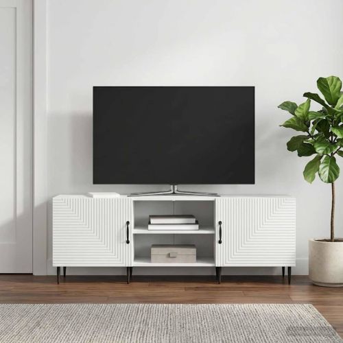ТВ шкаф Бяло 150 x 31 x 50 см Инженерна дървесина