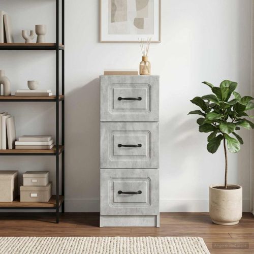 Чекмеджетен шкаф Бетонно сиво 33 x 34,5 x 87 см