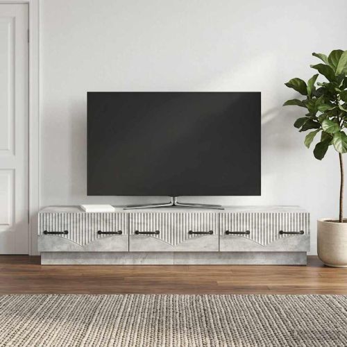 ТВ шкаф Бетонно сиво 147 x 34,5 x 27 см Инженерна дървесина