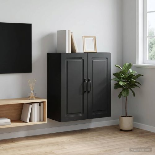 Стенно шкафче Черно 59 x 31 x 60 см Инженерна дървесина