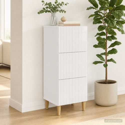 Чекмеджетен шкаф Бял гланц 33 x 34,5 x 90 см
