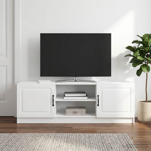 ТВ шкаф Бял гланц 150 x 31 x 47 см Инженерна дървесина