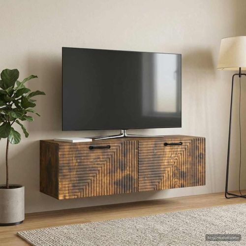 Стенно монтиран ТВ шкаф Опушен дъб 98 x 31 x 30 см