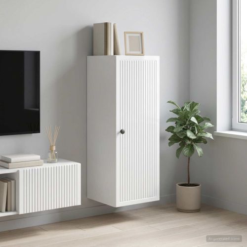 Стенно шкафче Бял гланц 33 x 34,5 x 90 см Инженерна дървесина