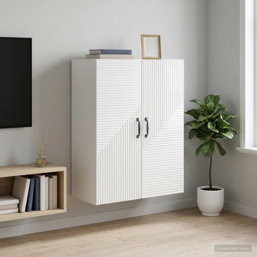 Стенно шкафче Бял гланц 66 x 34,5 x 90 см Инженерна дървесина