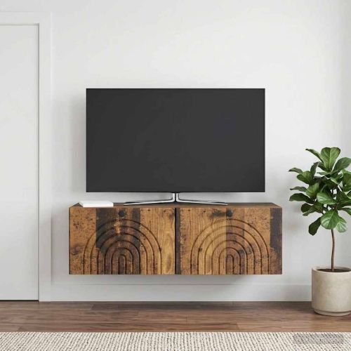 Стенно монтиран ТВ шкаф Старо дърво 98 x 31 x 30 см