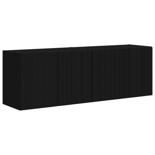 TV стенен шкаф 2 pcs Черно 59,5 x 31 x 40 см Инженерно дърво