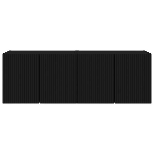 TV стенен шкаф 2 pcs Черно 59,5 x 31 x 40 см Инженерно дърво