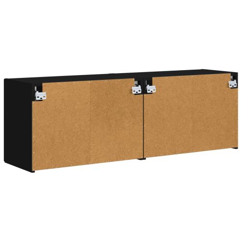 TV стенен шкаф 2 pcs Черно 59,5 x 31 x 40 см Инженерно дърво